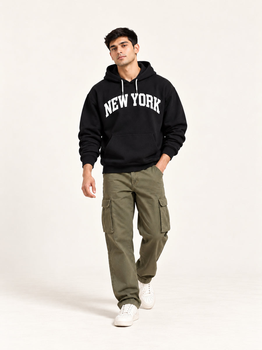 New York Black Oversized Hoodie