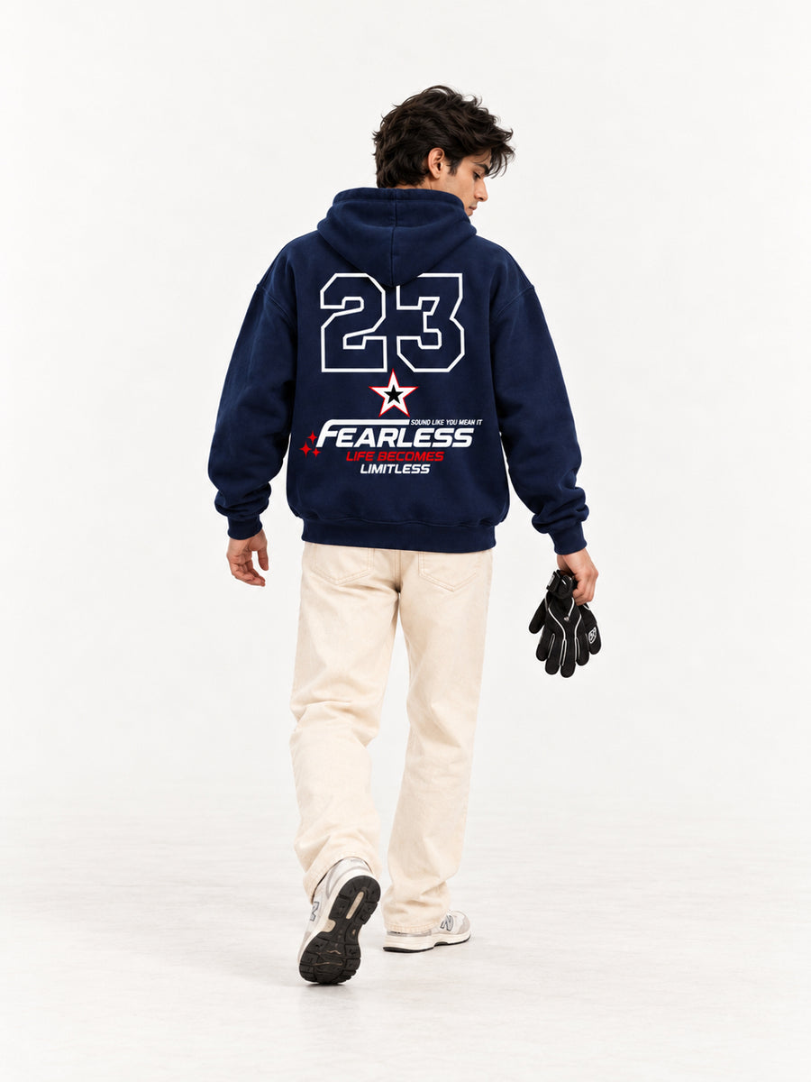 Fearless 23 Navy Blue Oversized Racing Hoodie