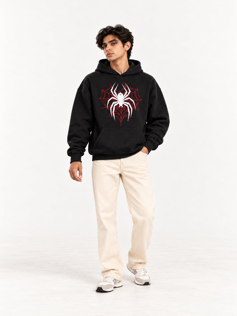Spider Web Black Oversized Hoodie