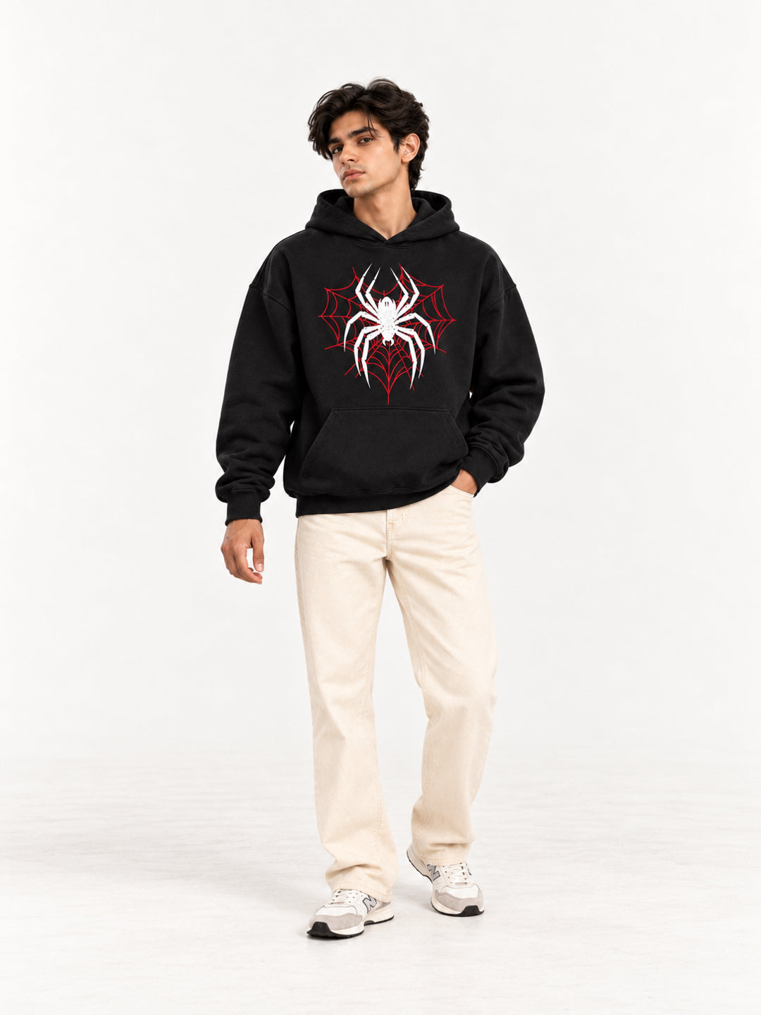 Spider Web Black Oversized Hoodie