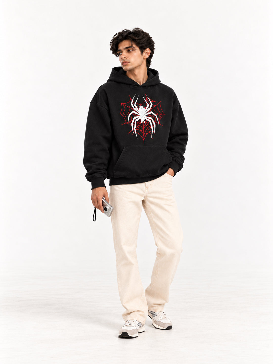 Spider Web Black Oversized Hoodie