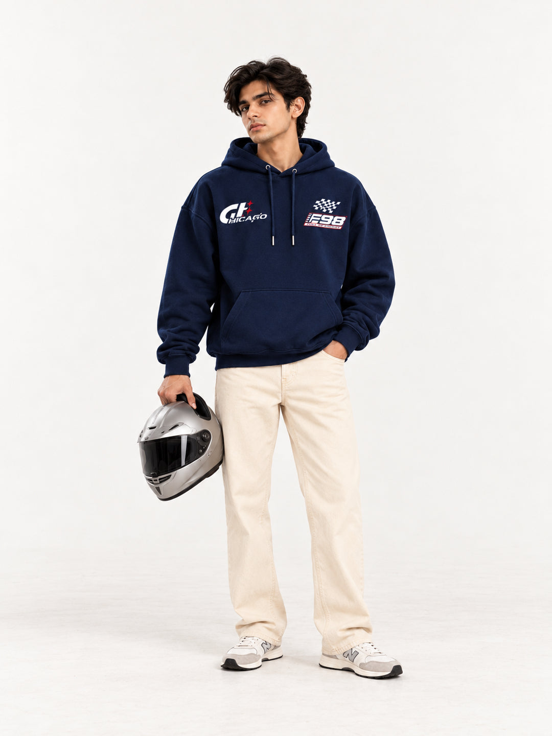 Fearless 23 Navy Blue Oversized Racing Hoodie