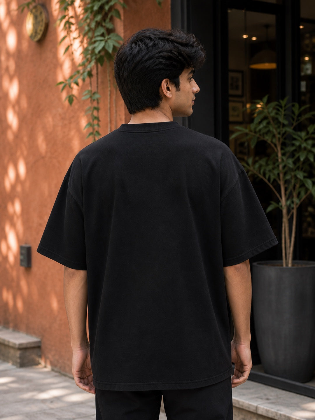 TeeVybe Men’s Black Graphic Printed Oversized T-Shirt | Things Aren’t Always Black & White Typography Tee