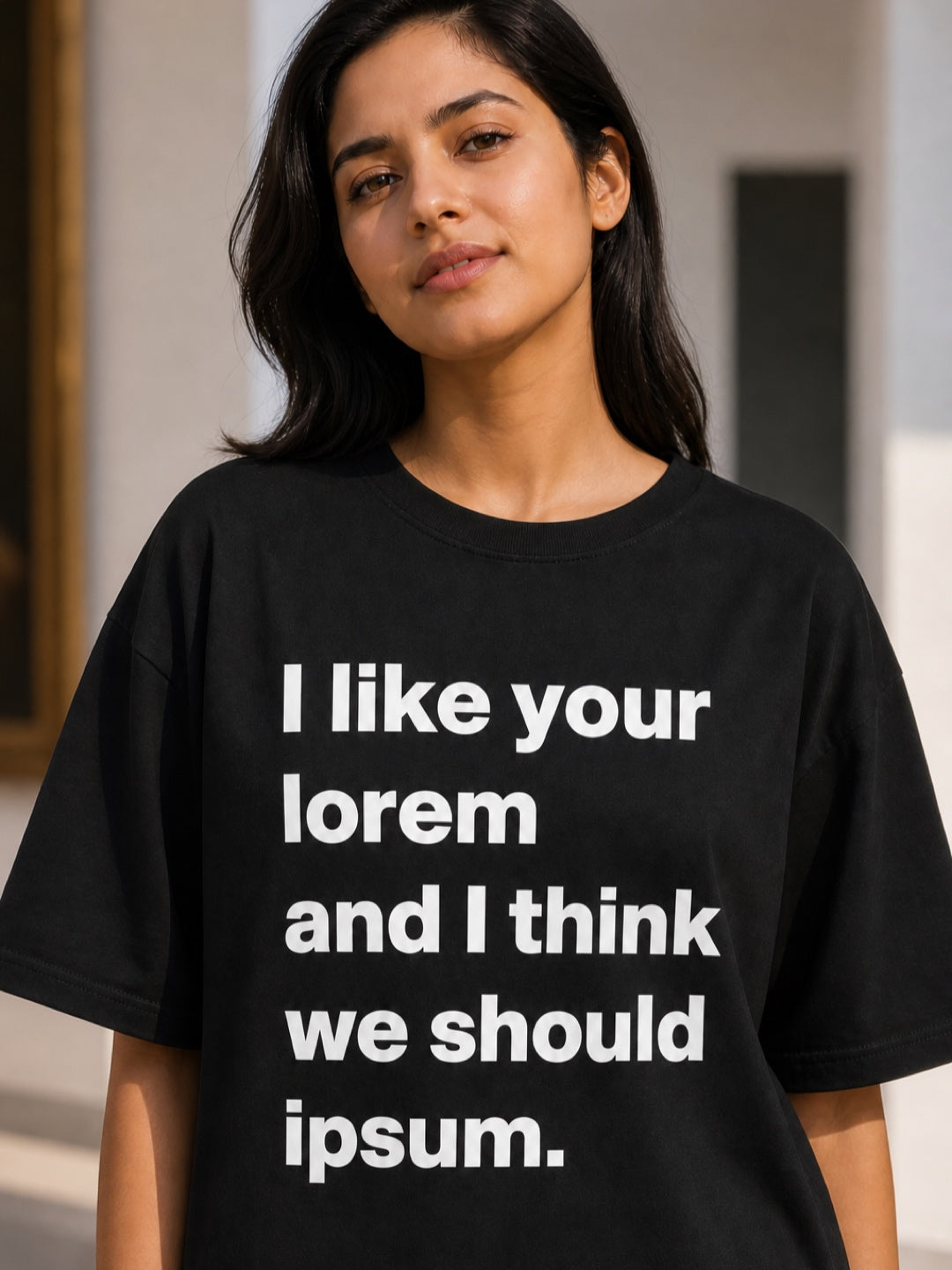 Tevybe Unisex Oversized Black T-Shirt – I Like Your Lorem Graphic Printed Tee