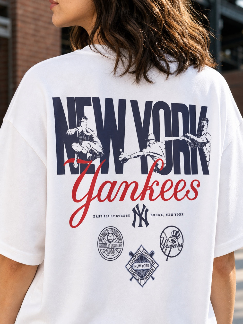 Teevybe New York Yankees Graphic Oversized T-Shirt – White