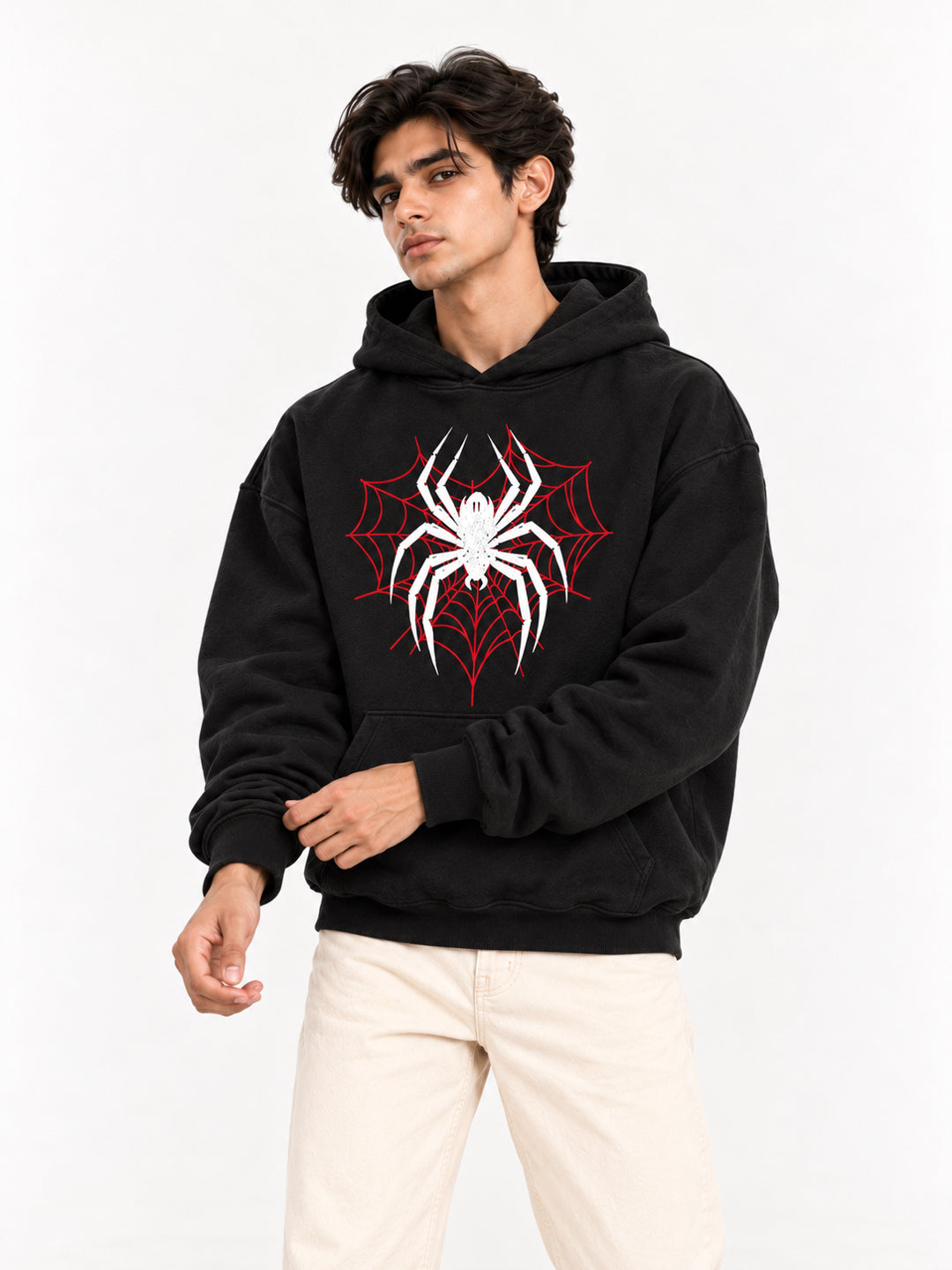 Spider Web Black Oversized Hoodie