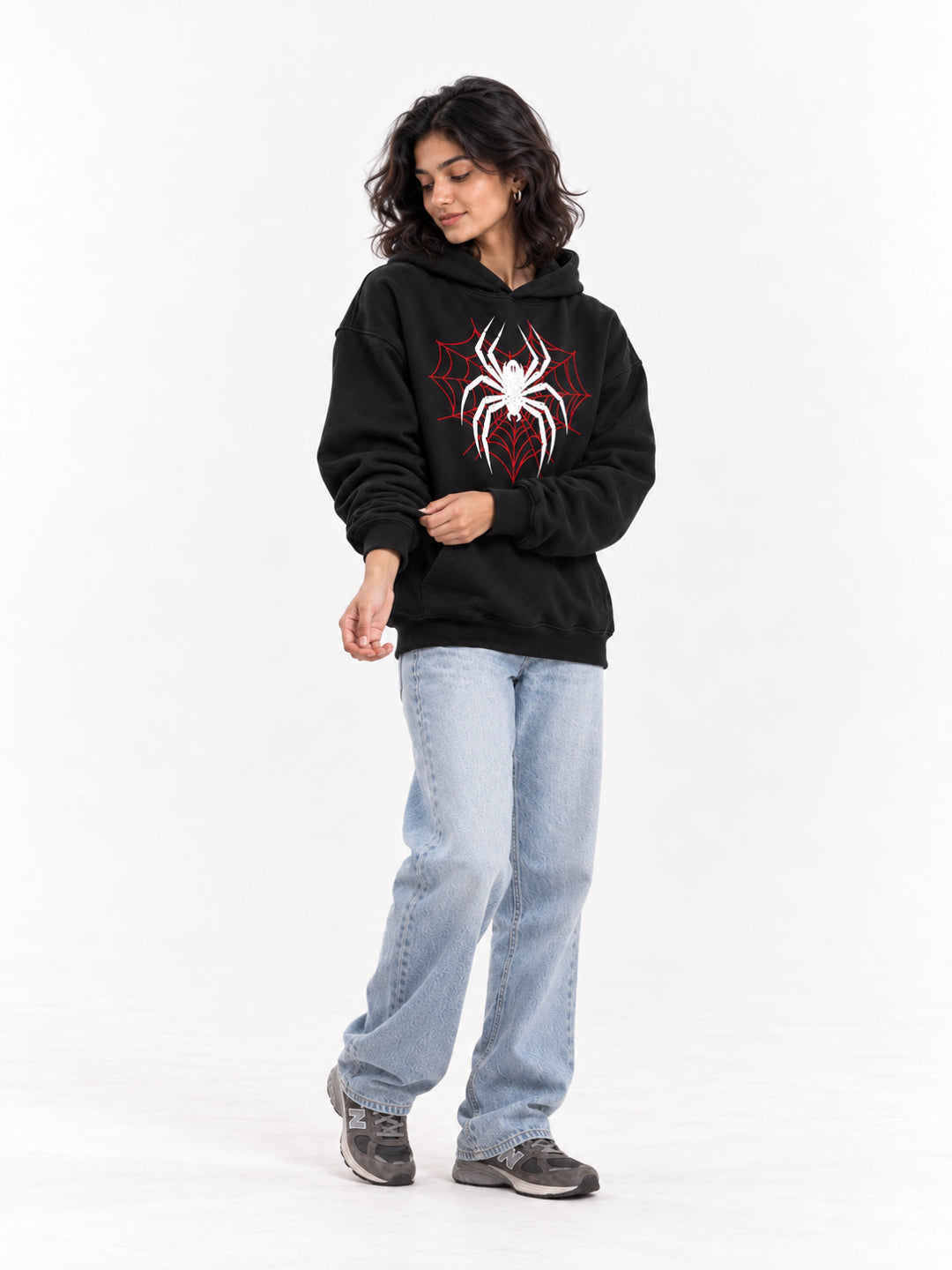 Spider Web Black Oversized Hoodie