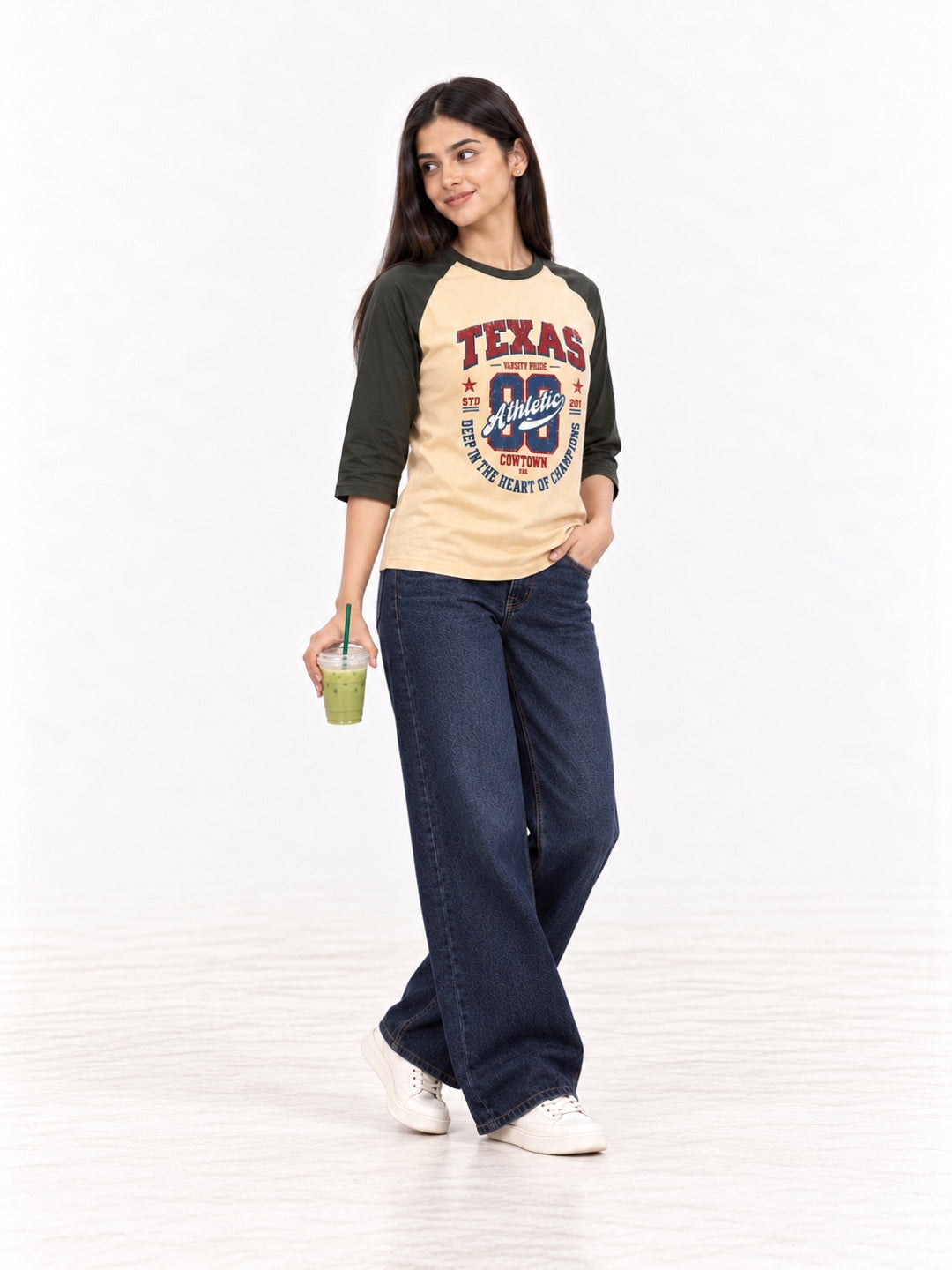 Texas Sand and Olive 3/4 Sleeve Raglan T-Shirt