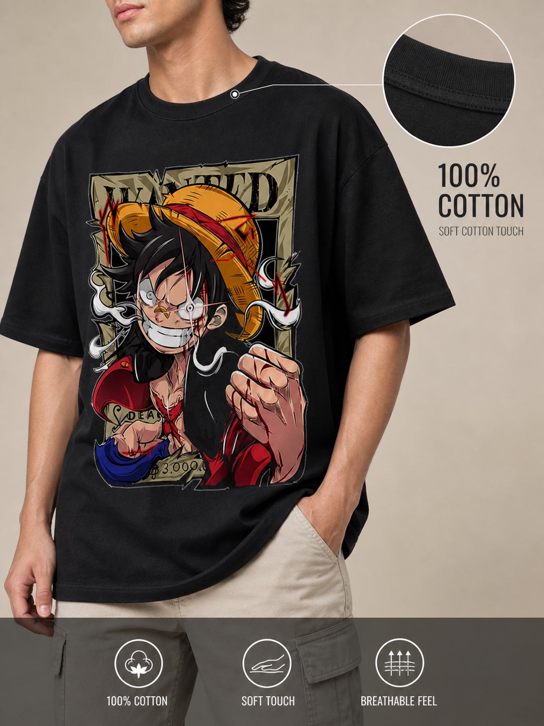 TeeVybe Men’s Oversized Printed Round Neck T-Shirt | Trendy Casual Streetwear T-Shirt
