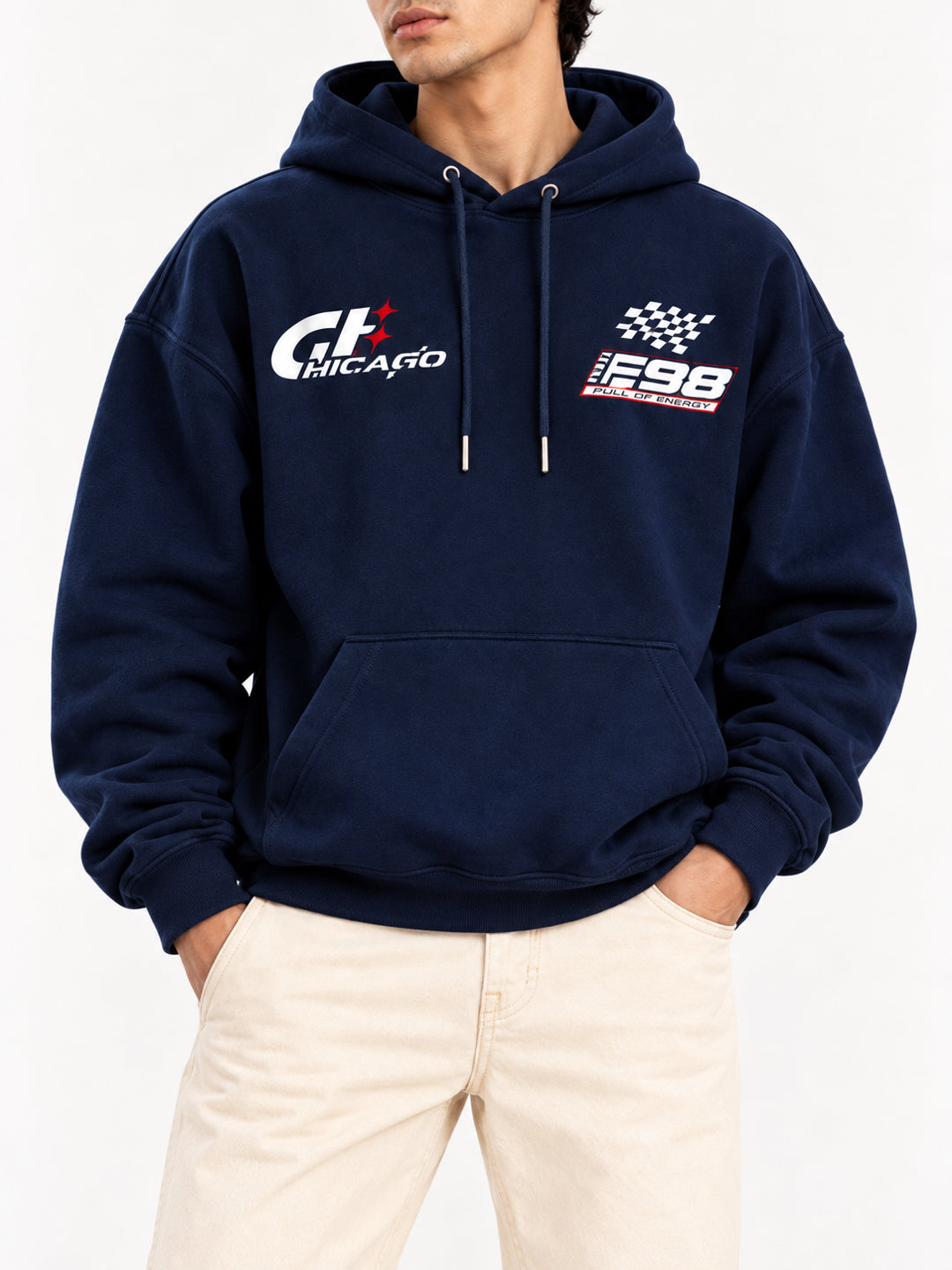 Fearless 23 Navy Blue Oversized Racing Hoodie