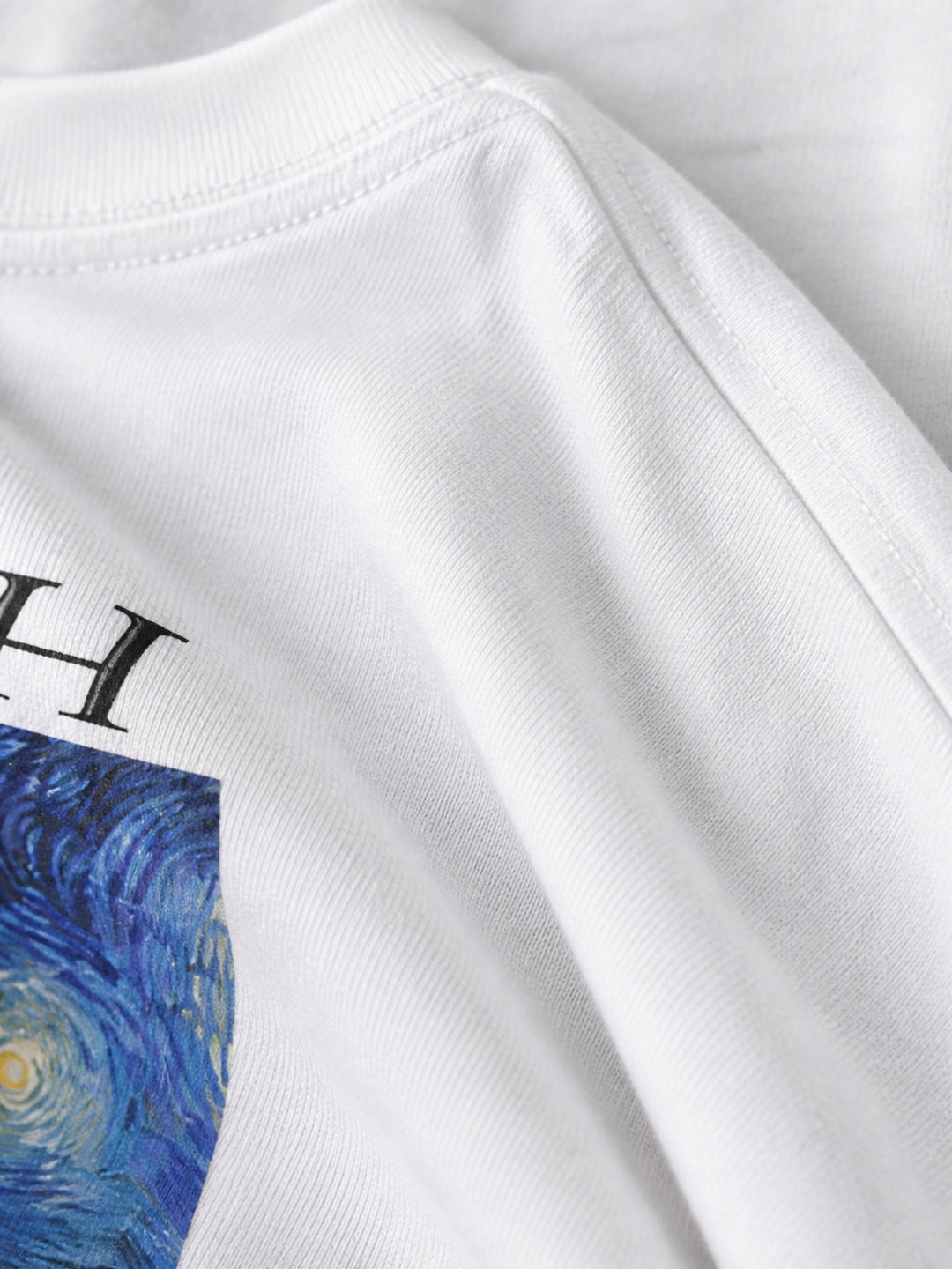 TeeVybe Women’s White Graphic Printed Oversized T-Shirt | Van Gogh Starry Night Artwork Casual Streetwear Tee