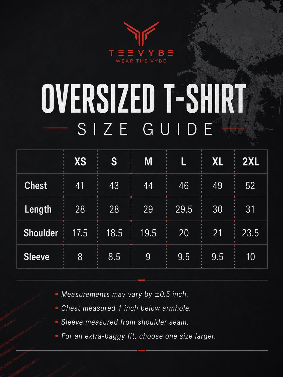 TeeVybe Women’s Black Graphic Printed Oversized T-Shirt | The Punisher Skull Graphic Back Print Streetwear Tee
