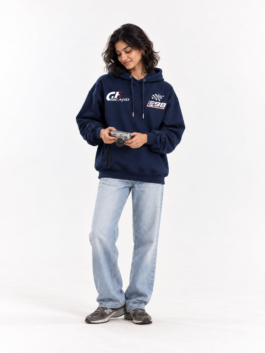 Fearless 23 Navy Blue Oversized Racing Hoodie
