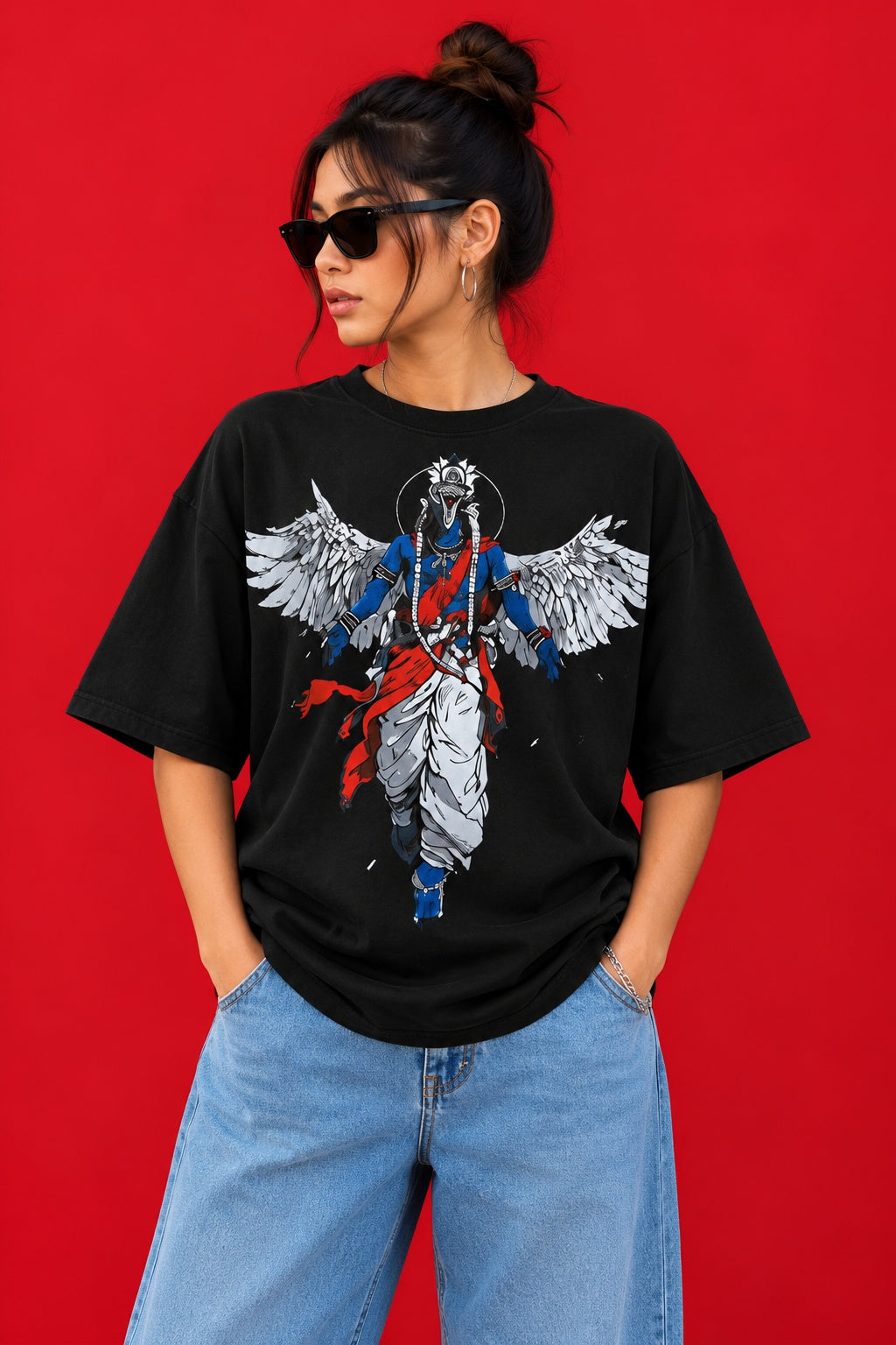 Teevybe Urban Wings Graphic Oversized T-Shirt