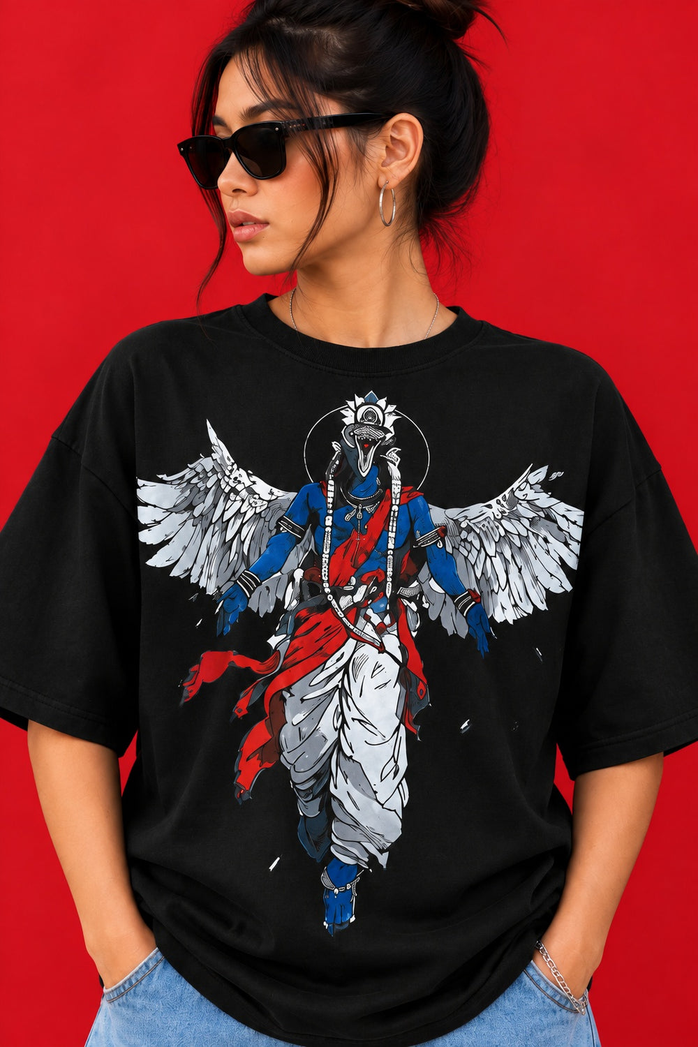 Teevybe Urban Wings Graphic Oversized T-Shirt