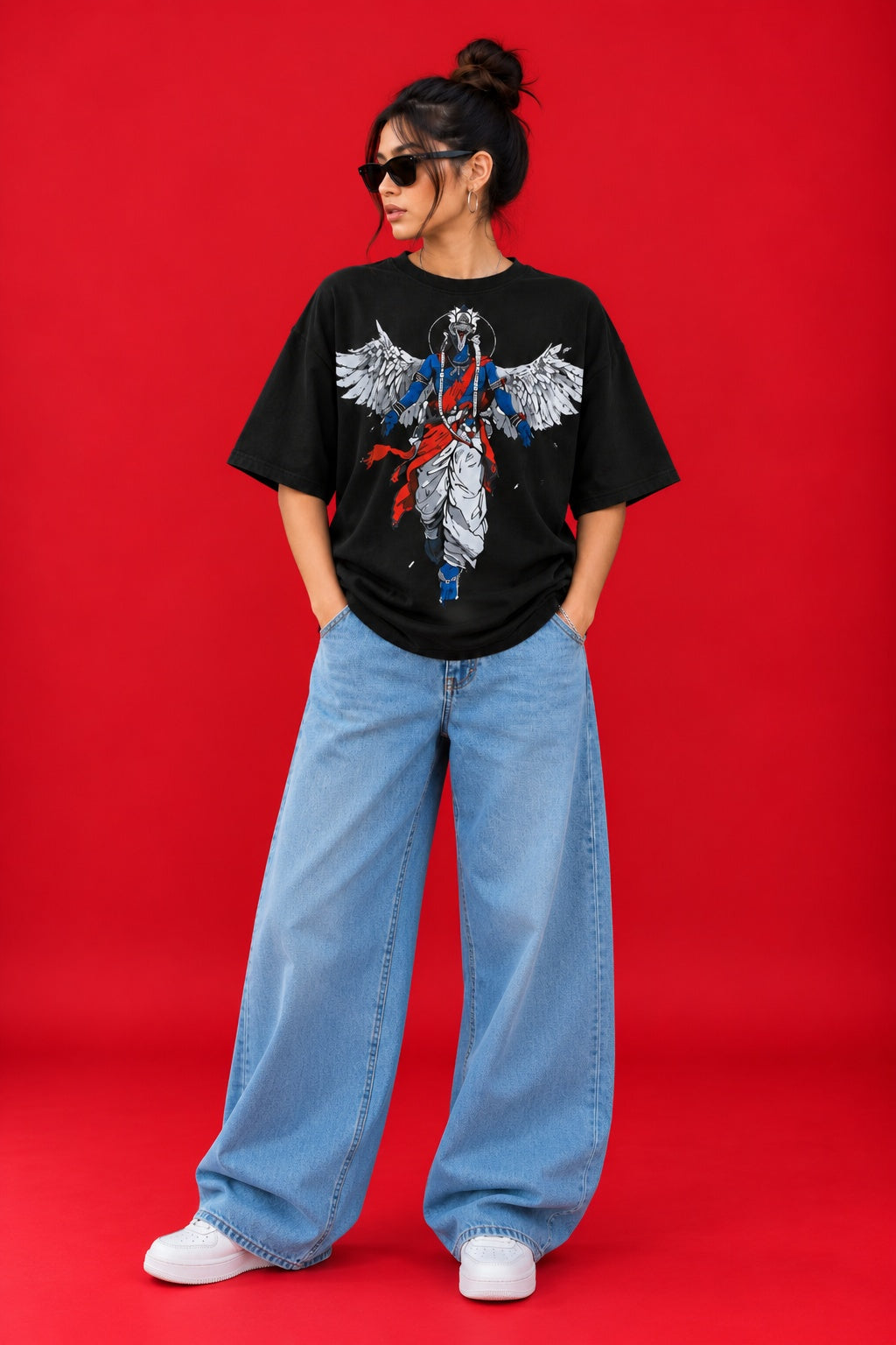 Teevybe Urban Wings Graphic Oversized T-Shirt
