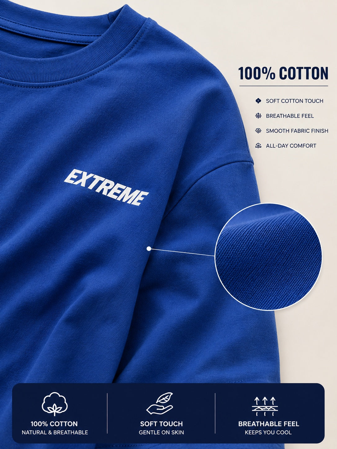 TeeVybe Men’s Royal Blue Graphic Printed Oversized T-Shirt | Extreme Balance Skateboard Print Casual Streetwear Tee