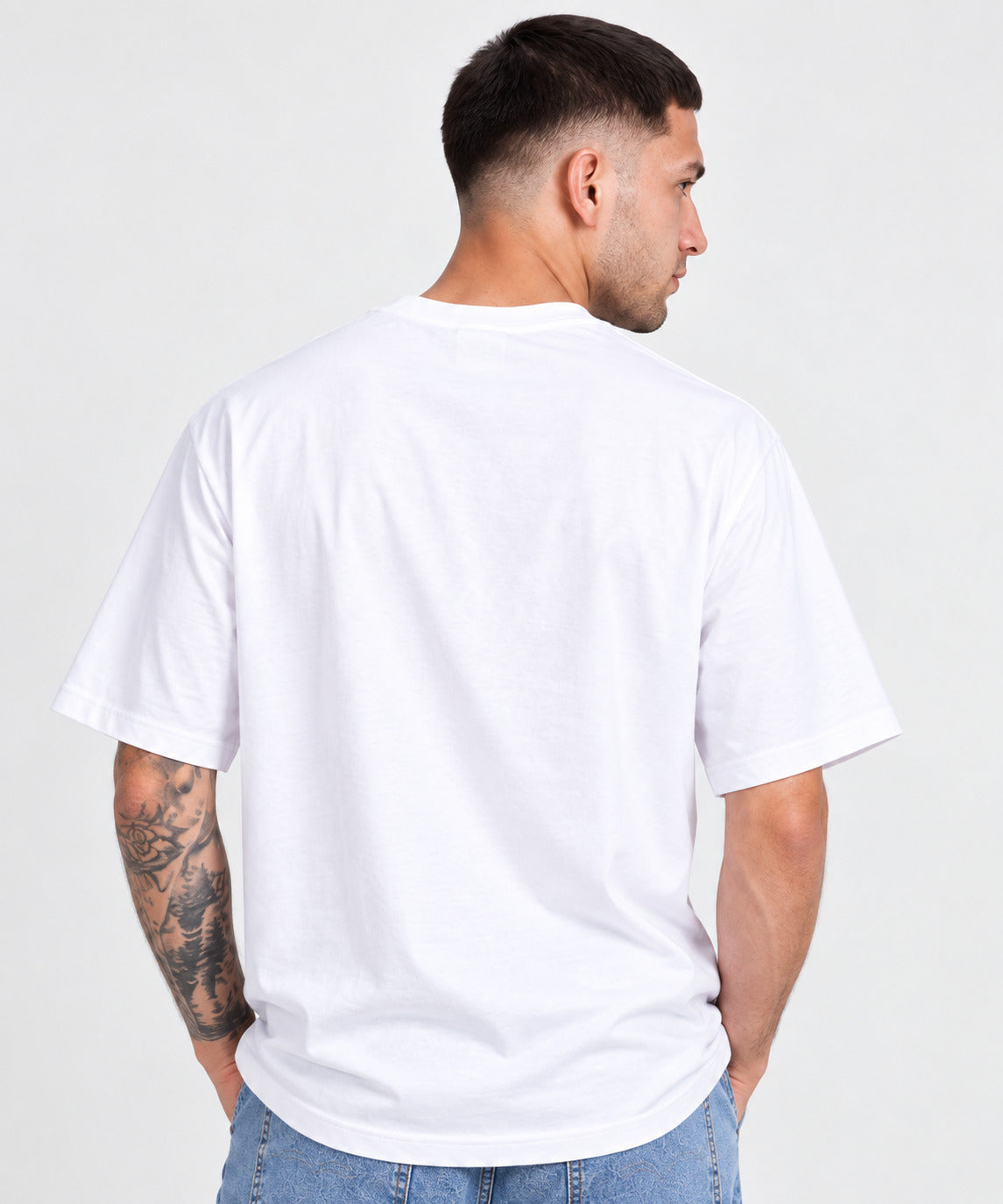 TeeVybe Men’s White Miami Graphic Printed Round Neck T-Shirt