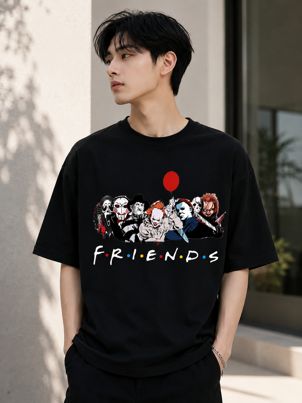 TEEVYBE Dark Friends Graphic Cotton Oversized Tee