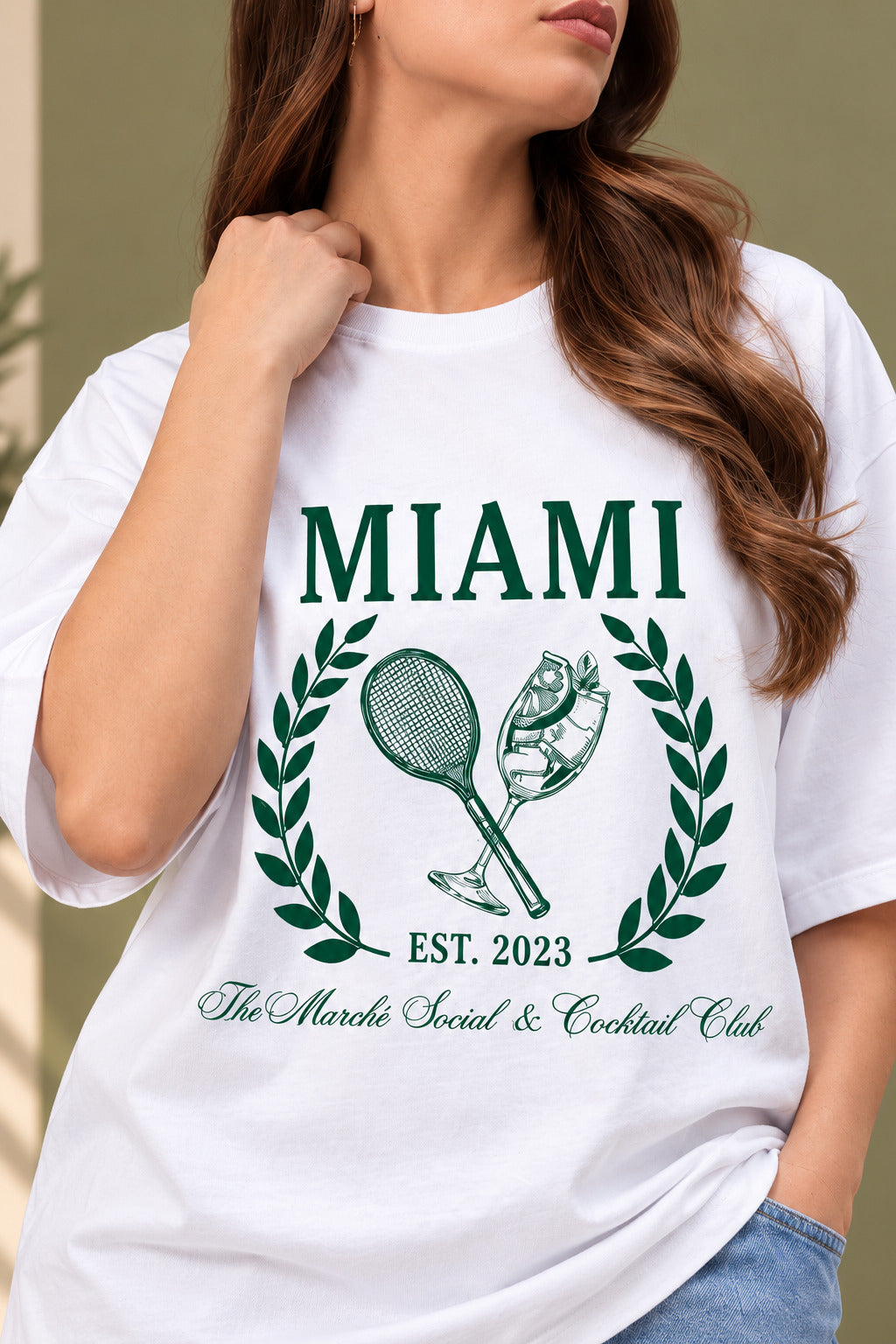 TeeVybe Women’s White Miami Graphic Printed Round Neck T-Shirt