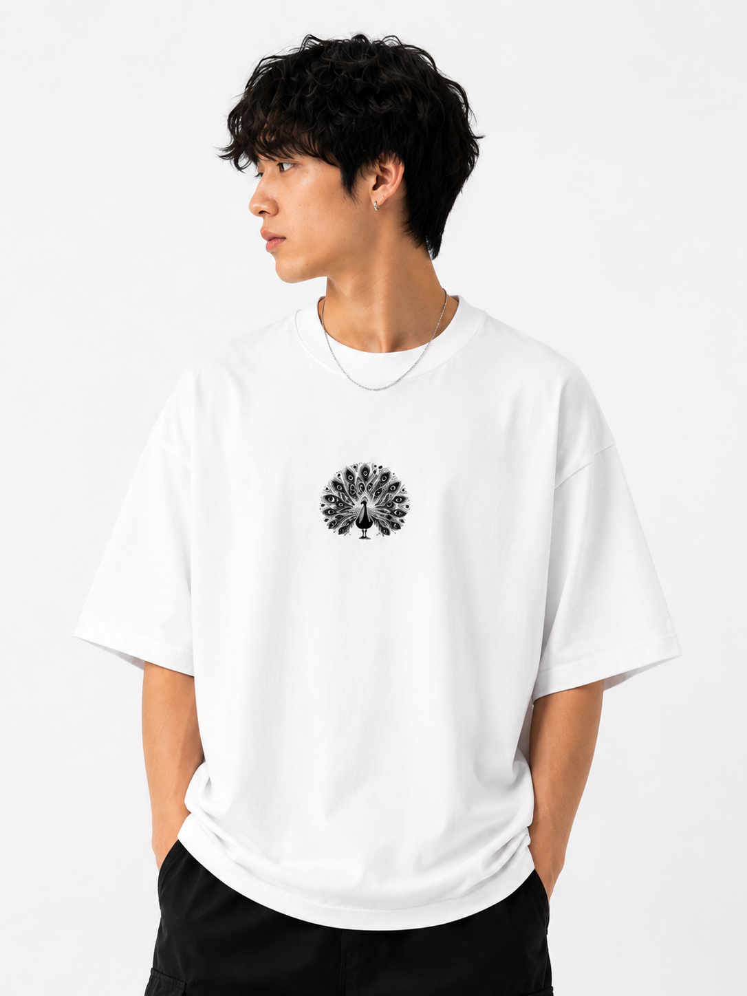 Peacock Botanical Oversized T-Shirt