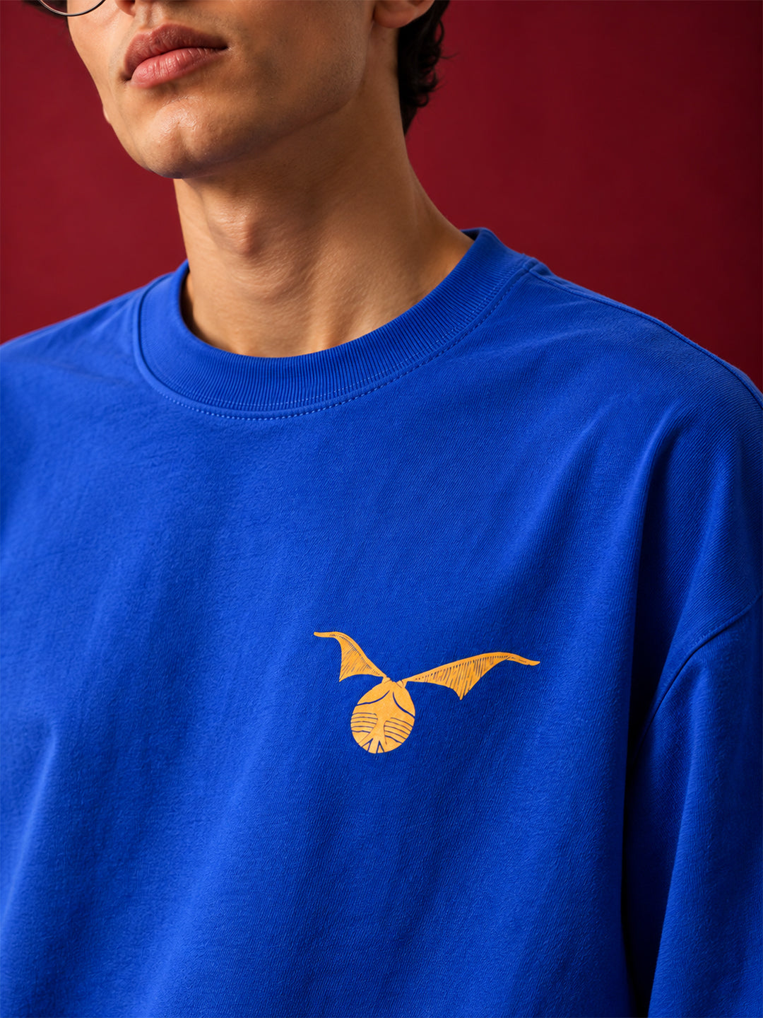 TeeVybe Men’s Royal Blue Graphic Printed Oversized Round Neck T-Shirt | Magic Is Everywhere Back Print