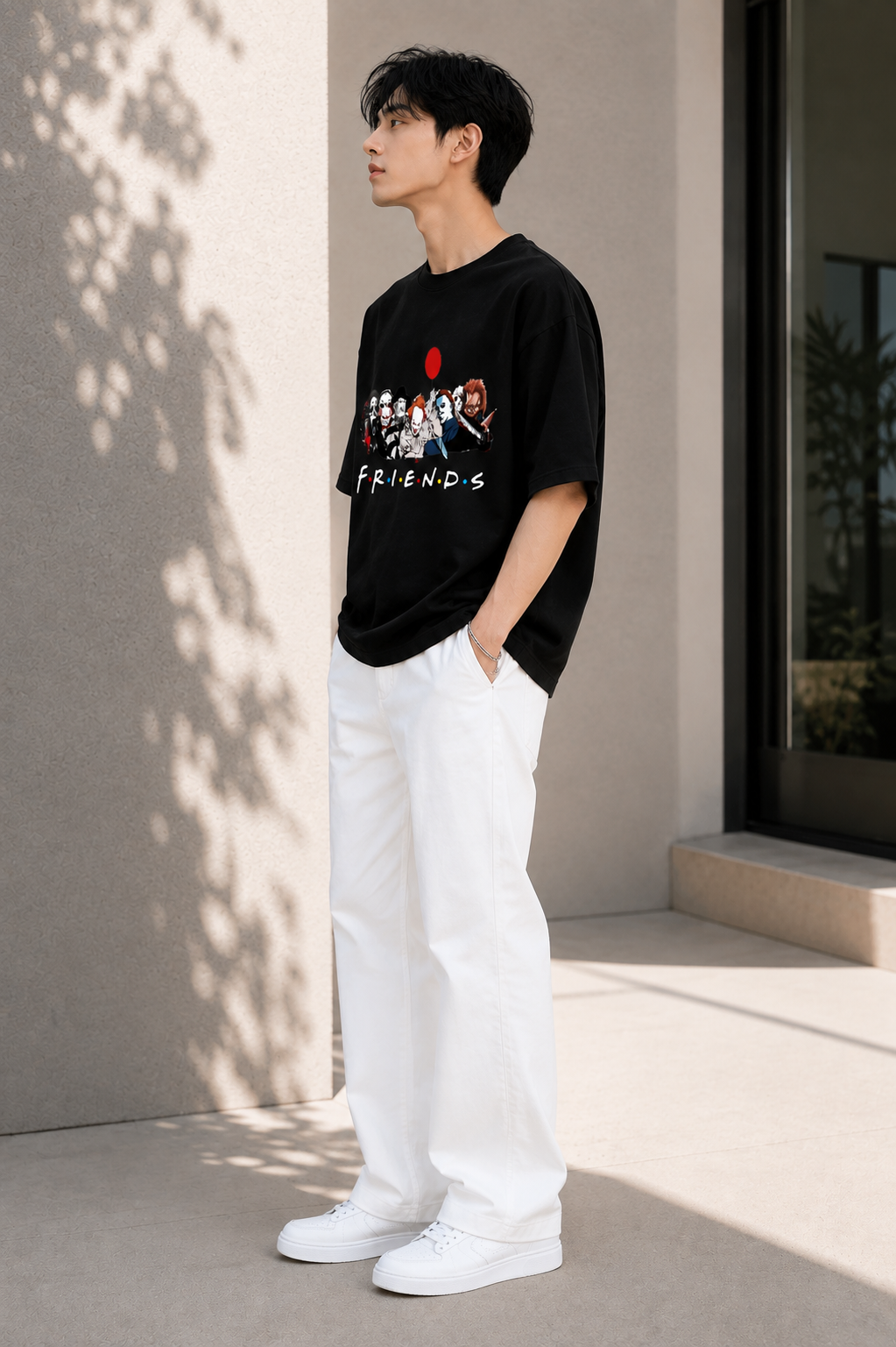 TEEVYBE Dark Friends Graphic Cotton Oversized Tee