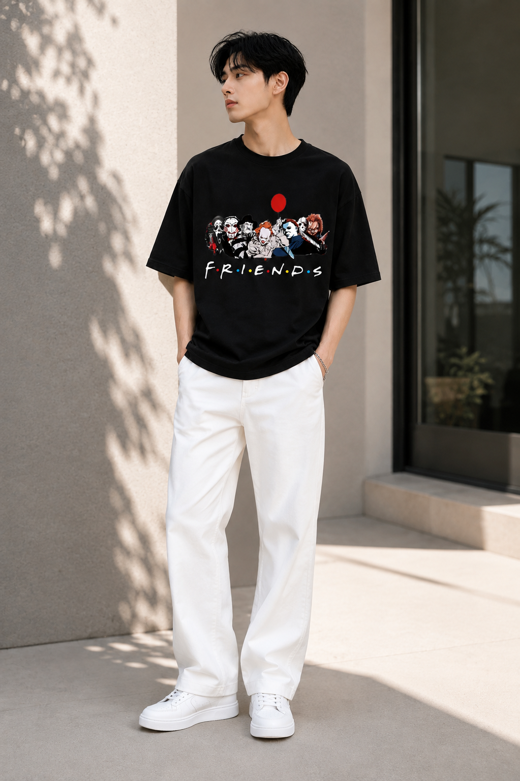 TEEVYBE Dark Friends Graphic Cotton Oversized Tee