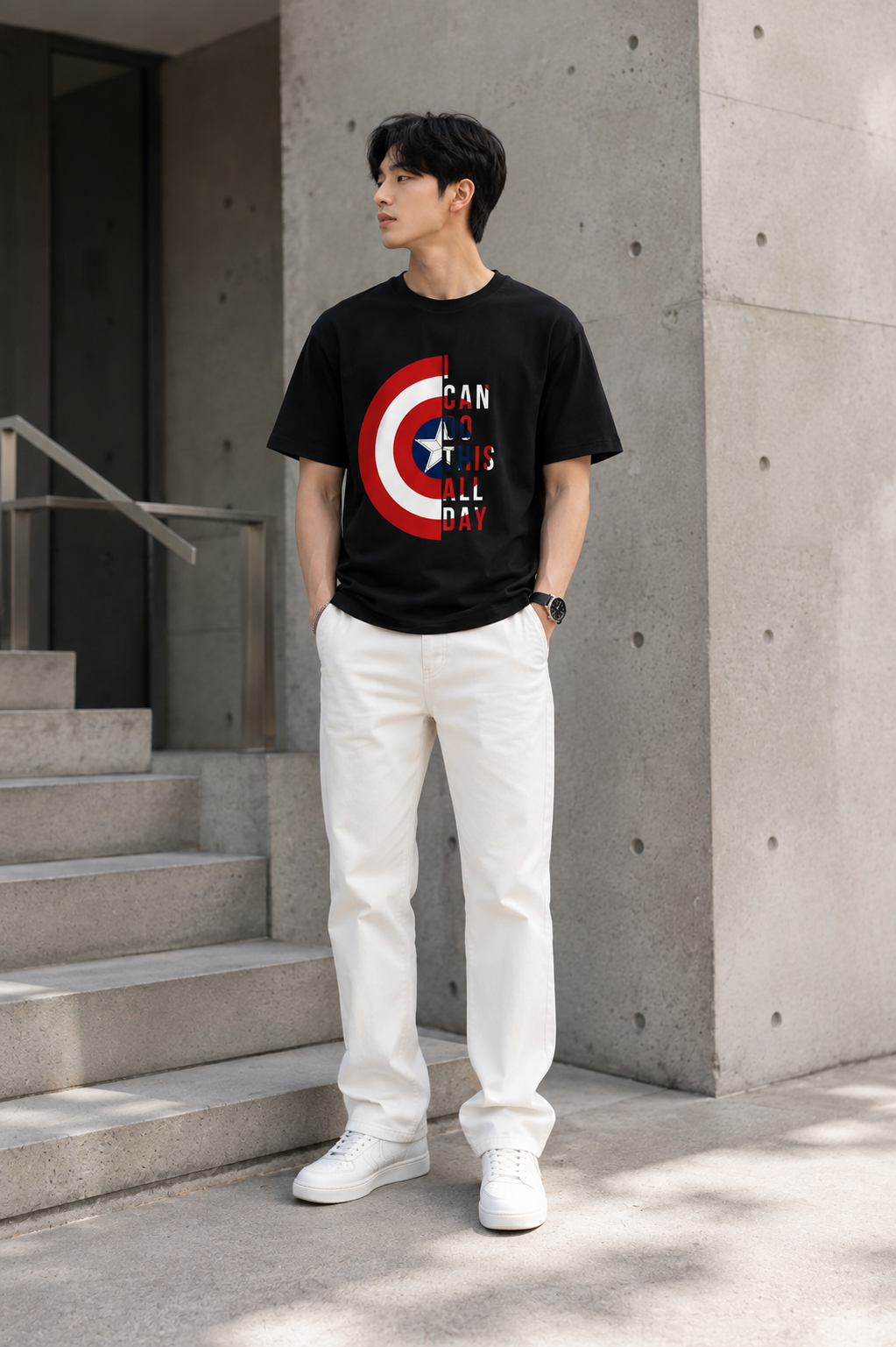 Teevybe Men’s Oversized Target Graphic Printed T-Shirt – Can Do This All Day