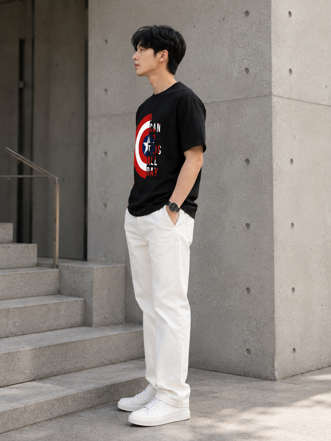 Teevybe Men’s Oversized Target Graphic Printed T-Shirt – Can Do This All Day