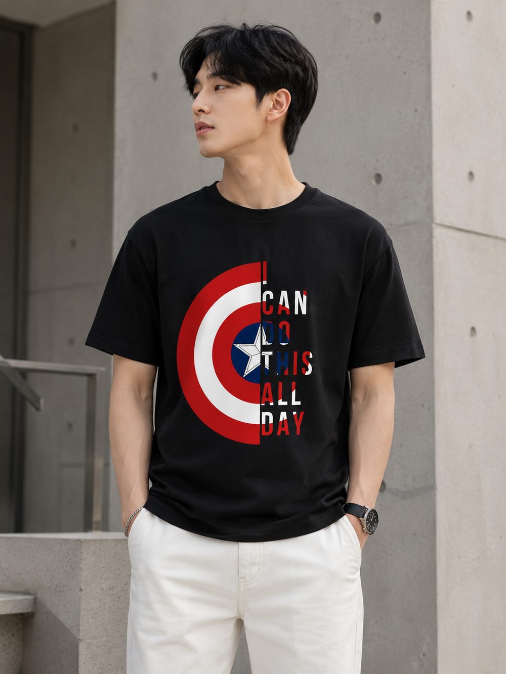 Teevybe Men’s Oversized Target Graphic Printed T-Shirt – Can Do This All Day