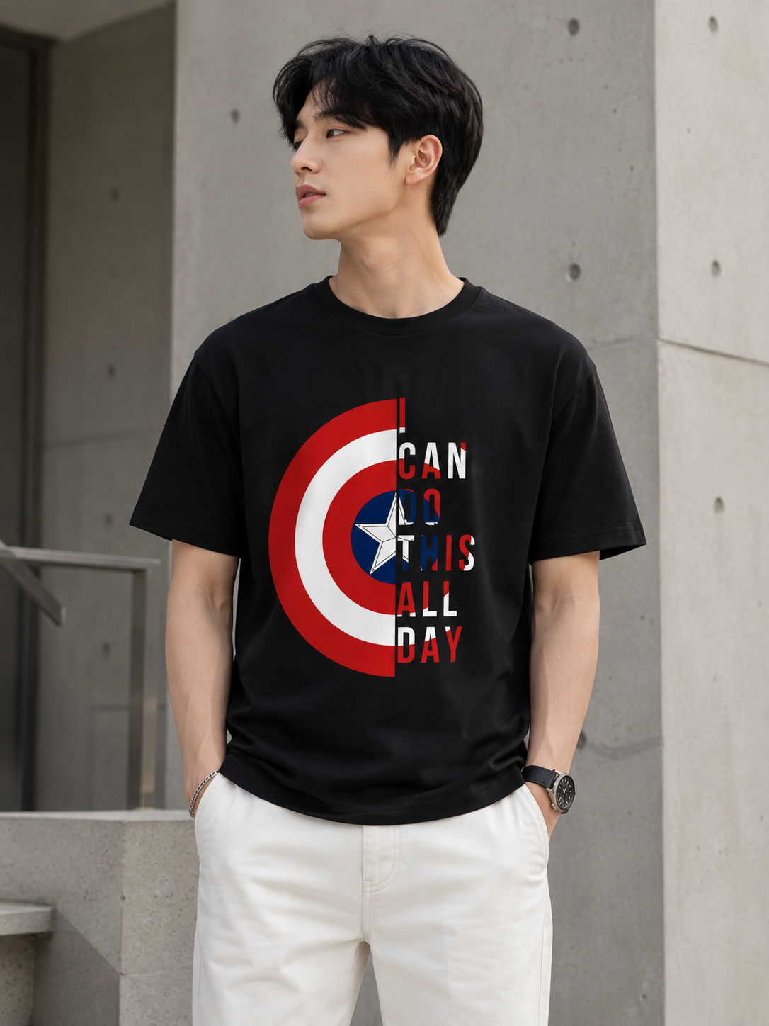 Teevybe Men’s Oversized Target Graphic Printed T-Shirt – Can Do This All Day