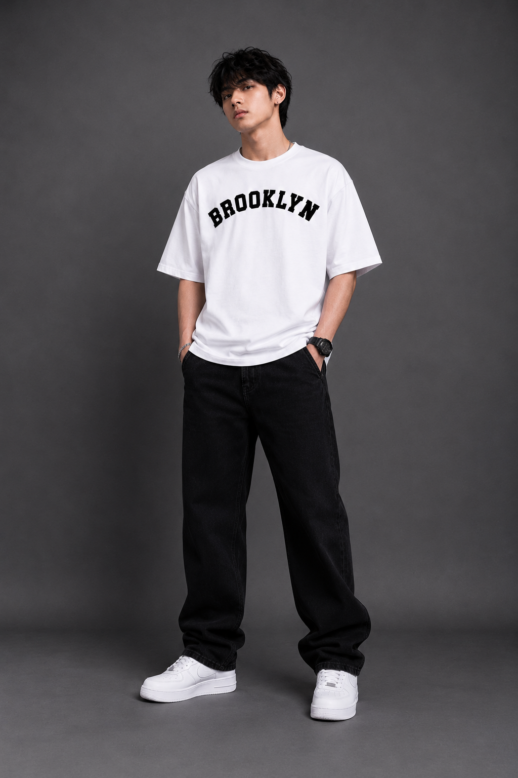 TEEVYBE Men’s Oversized Cotton T-Shirt with Brooklyn 36 Graphic | Relaxed Fit Half Sleeve Casual T-Shirt