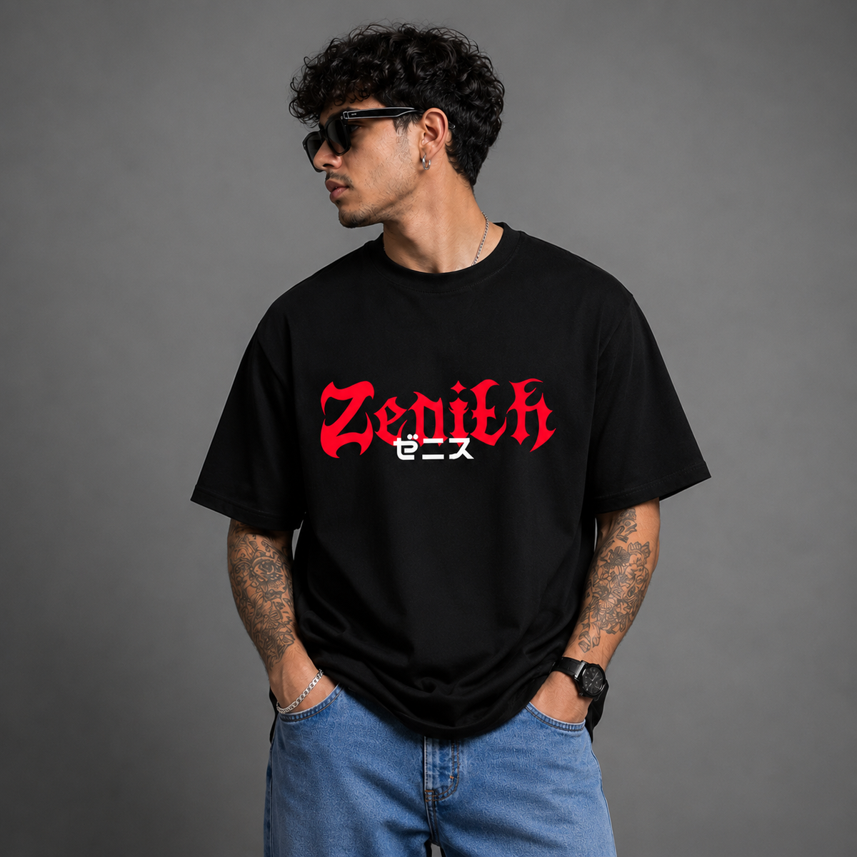 TEEVYBE Men’s Oversized Cotton T-Shirt | Warrior Graphic Print | Relaxed Fit Casual Half Sleeve T-Shirt