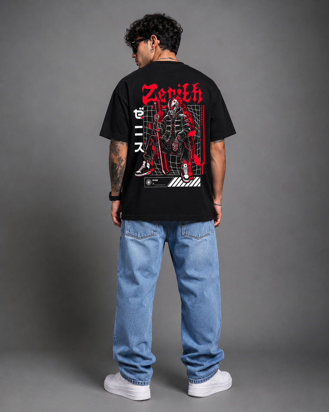 TEEVYBE Men’s Oversized Cotton T-Shirt | Warrior Graphic Print | Relaxed Fit Casual Half Sleeve T-Shirt