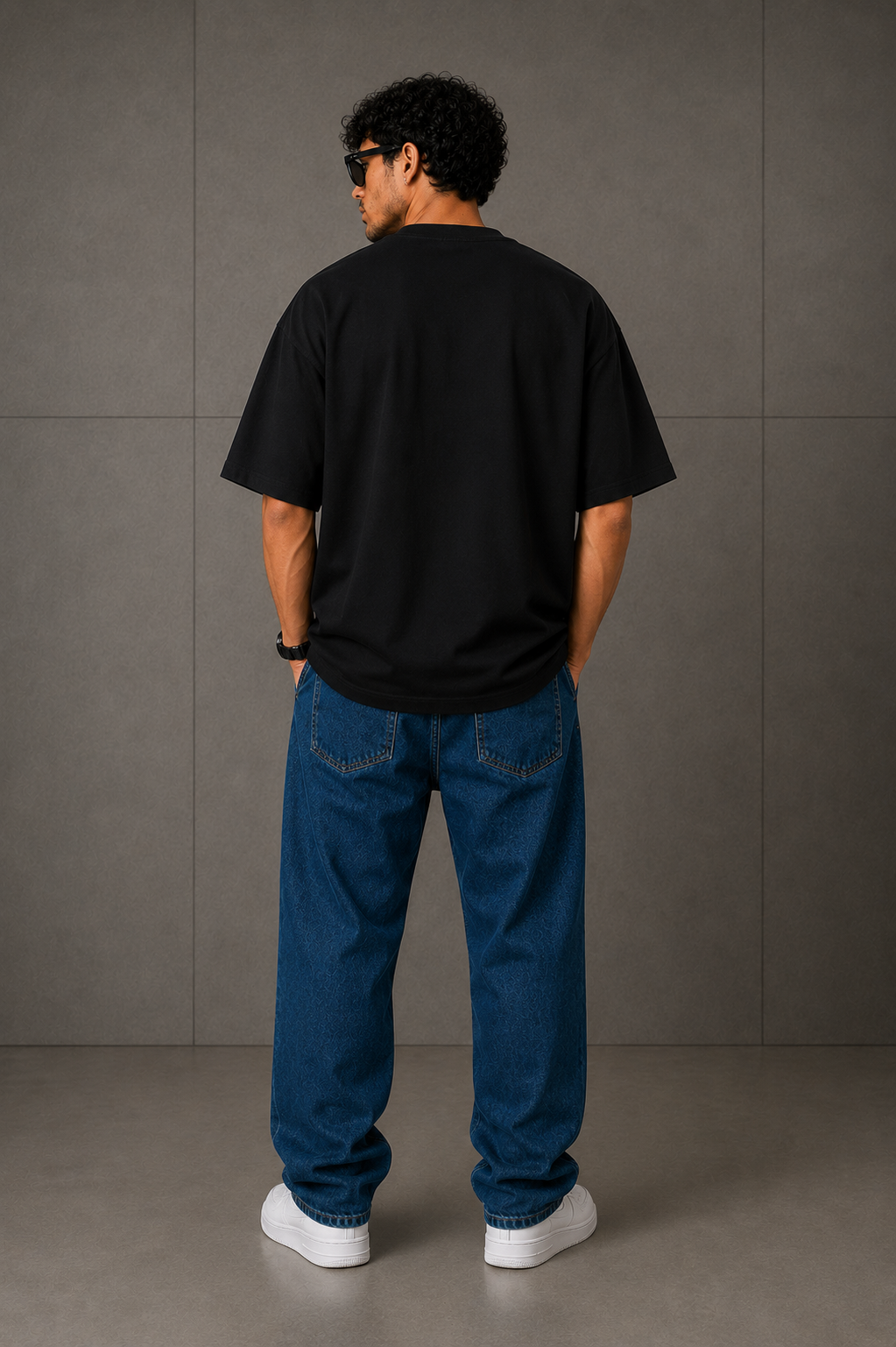 TeeVybe Men’s Black Oversized Graphic Printed Round Neck T-Shirt – Summer Vibes Design