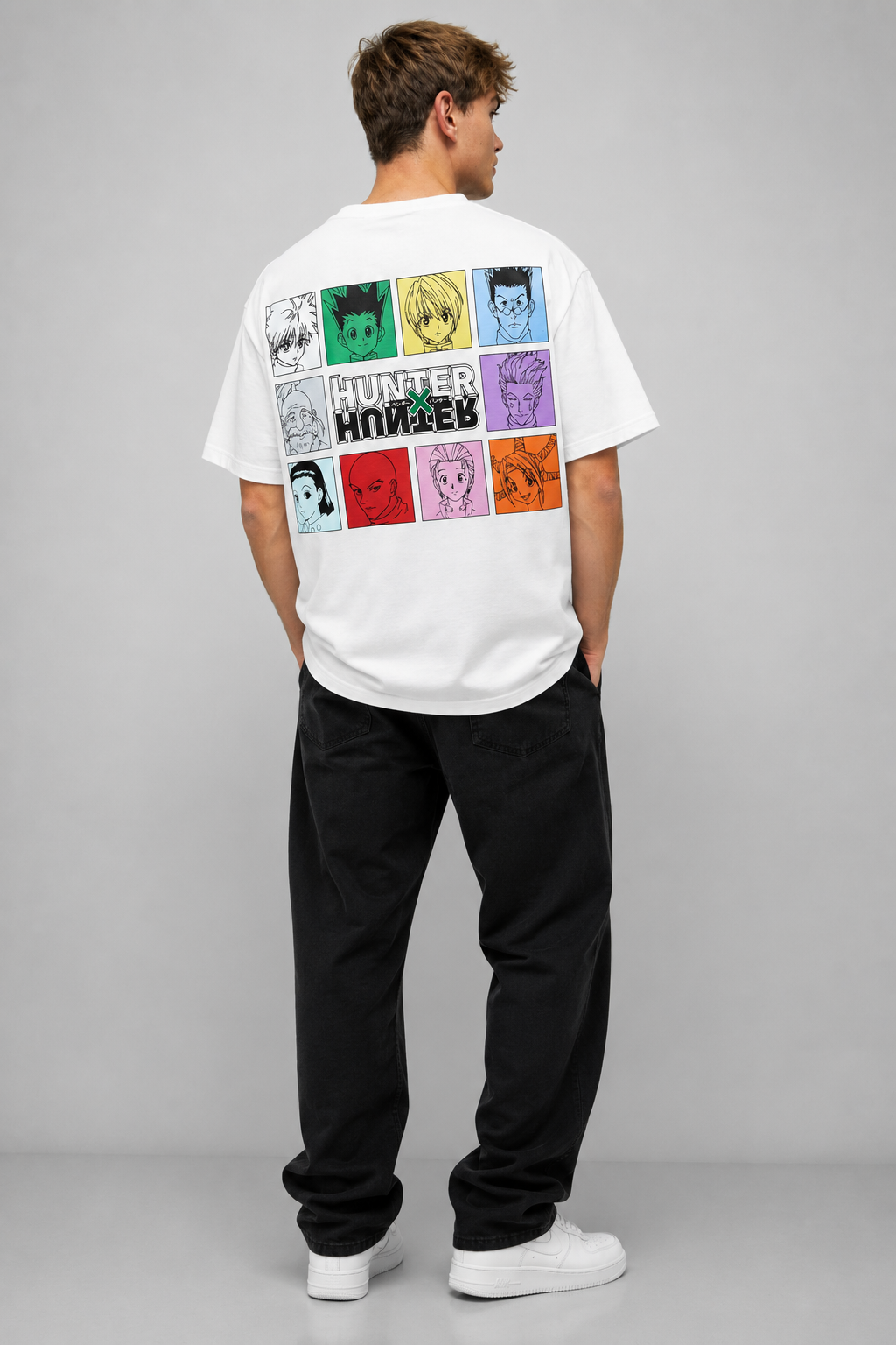 TEEVYBE Men’s Oversized Cotton T-Shirt | Anime Hunter Graphic Print | Relaxed Fit Casual Half Sleeve T-Shirt