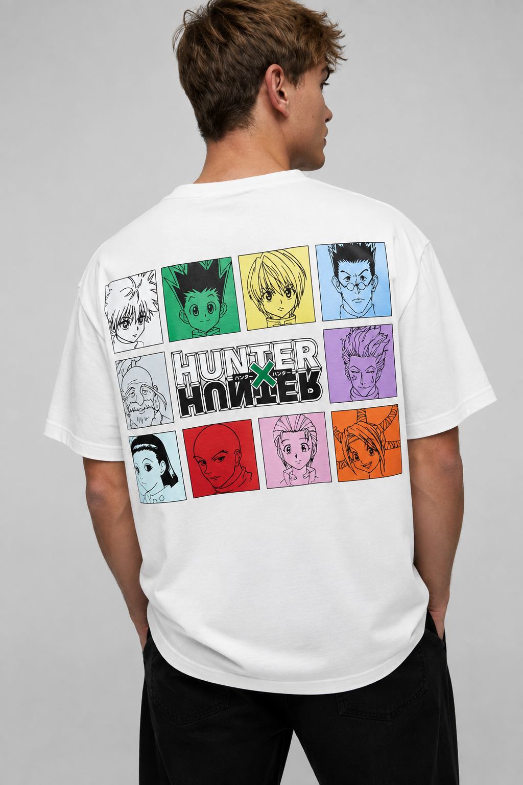 TEEVYBE Men’s Oversized Cotton T-Shirt | Anime Hunter Graphic Print | Relaxed Fit Casual Half Sleeve T-Shirt