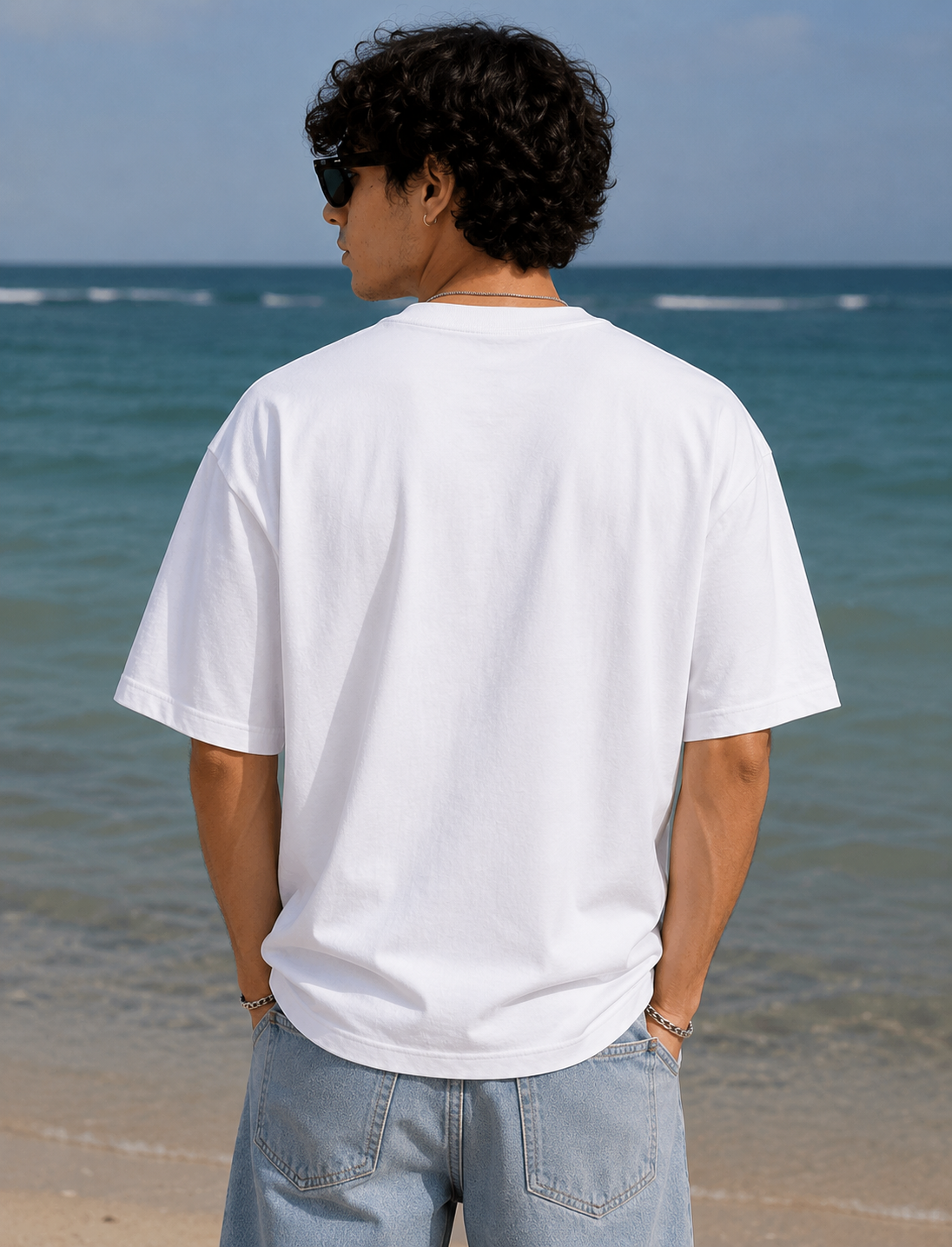 TEEVYBE Men’s Oversized Cotton T-Shirt | Hawaii Beach Surfboard Graphic Print | Relaxed Fit Casual Half Sleeve T-Shirt