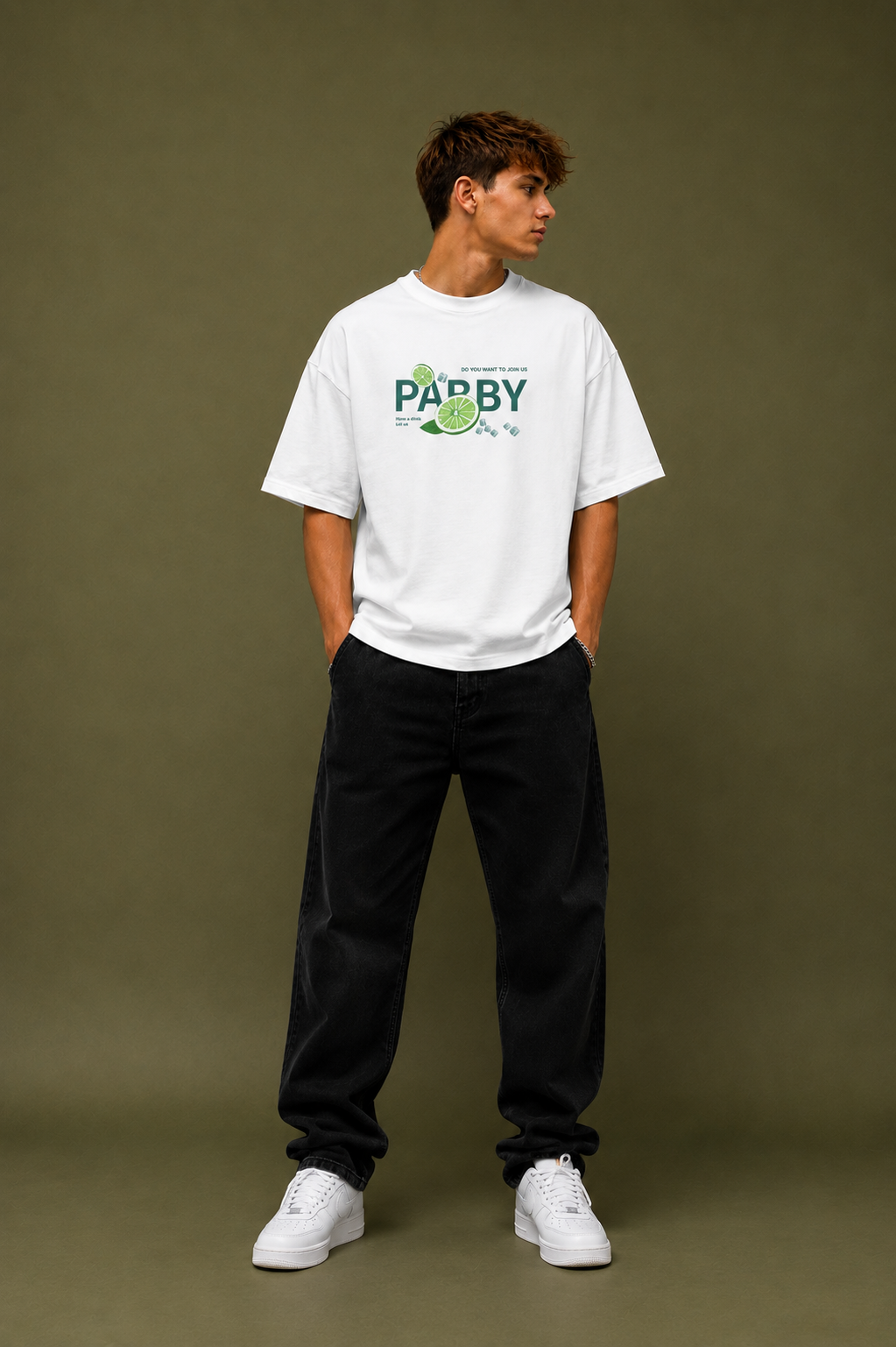 TEEVYBE Men’s Oversized Cotton T-Shirt | Lime & Lemon Graphic Print | Relaxed Fit Casual Half Sleeve T-Shirt