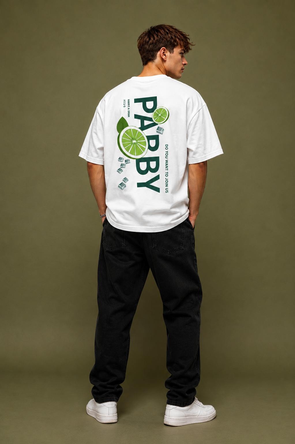 TEEVYBE Men’s Oversized Cotton T-Shirt | Lime & Lemon Graphic Print | Relaxed Fit Casual Half Sleeve T-Shirt