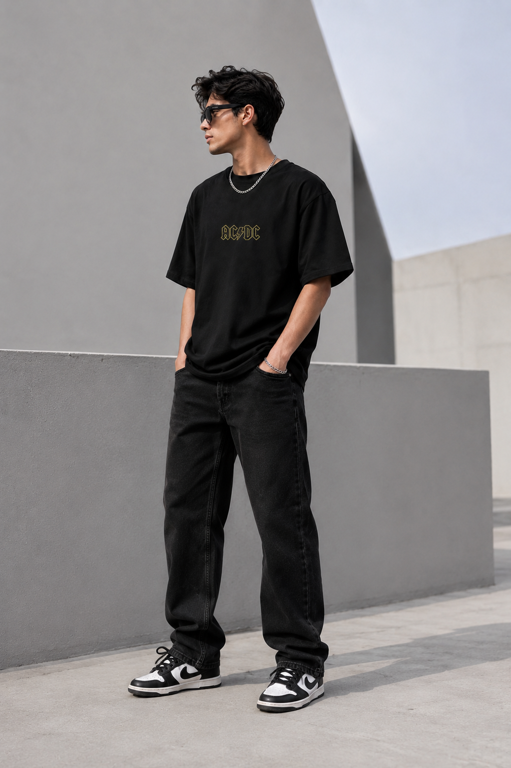 TEEVYBE Men’s Oversized Cotton T-Shirt | Rock Music Skull Graphic Print | Relaxed Fit Casual Half Sleeve T-Shirt