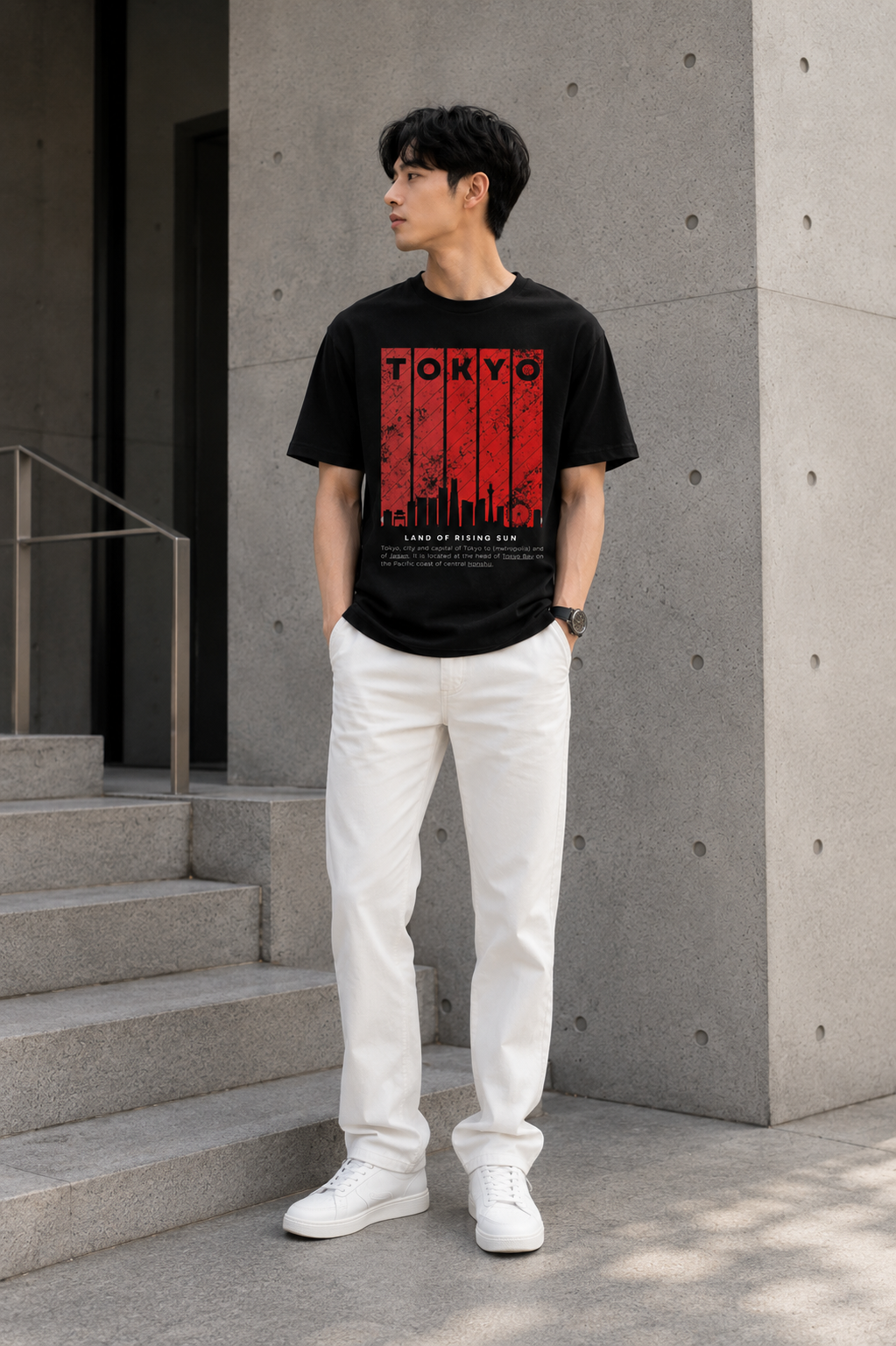 Teevybe Tokyo Rising Sun Oversized Graphic T-Shirt