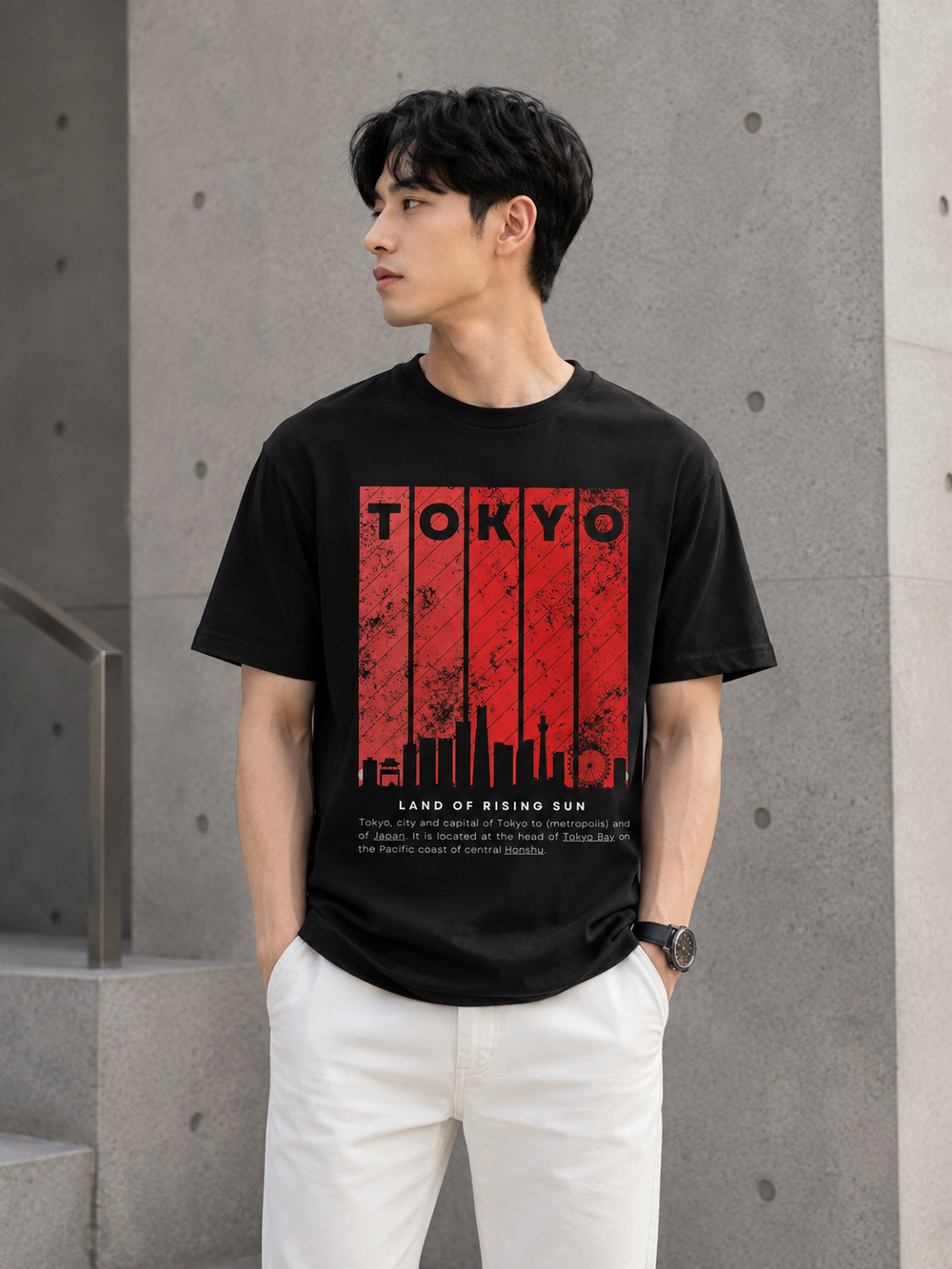 Teevybe Tokyo Rising Sun Oversized Graphic T-Shirt