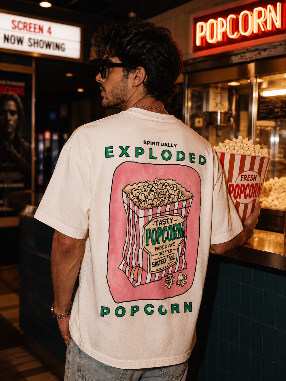 Spiritually Exploded Popcorn Oversized T-Shirt
