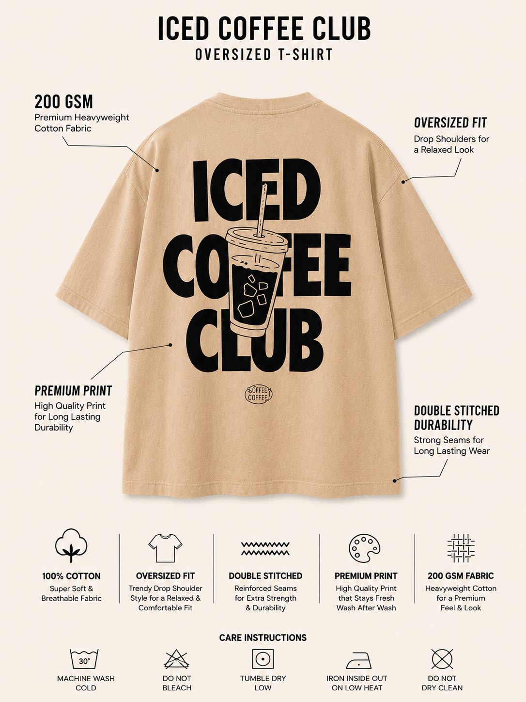 Iced Coffee Club Oversized T-Shirt