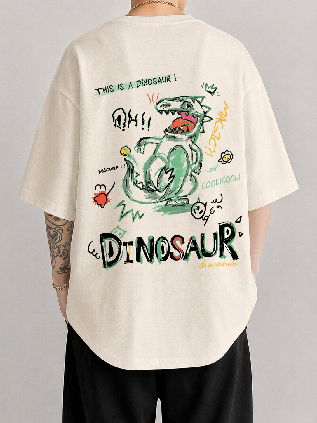 Dinosaur Doodle Oversized T-Shirt