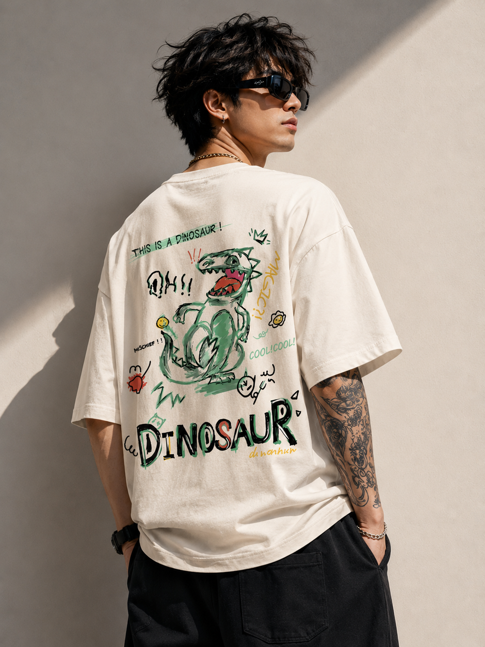 Dinosaur Doodle Oversized T-Shirt