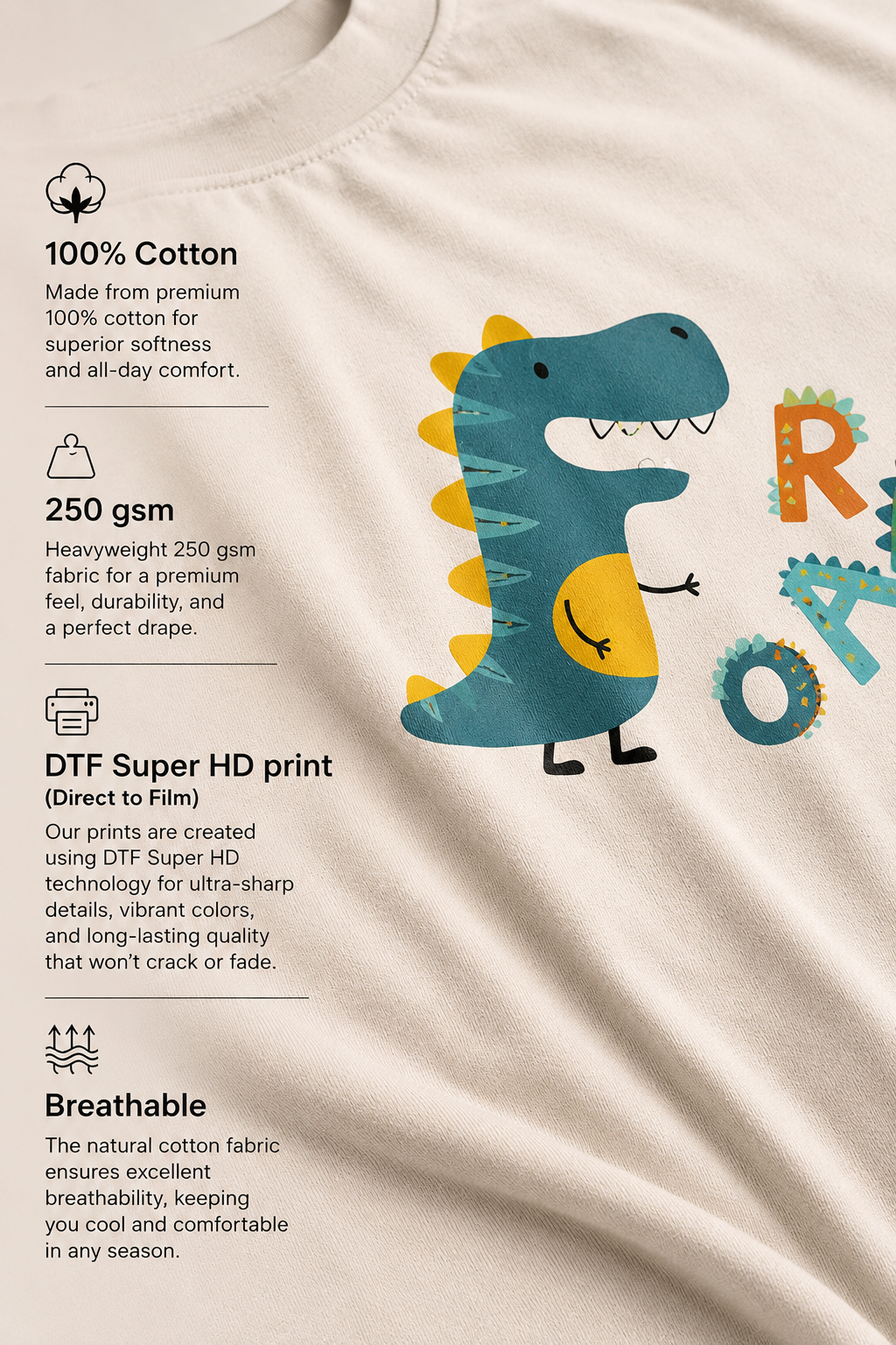 Dinosaur Doodle Oversized T-Shirt