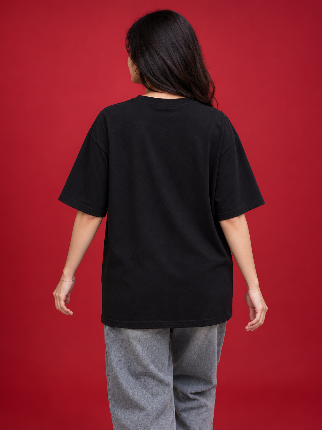 Tevybe Men’s/Women’s Oversized Hunter Tiger Graphic Printed Black T-Shirt